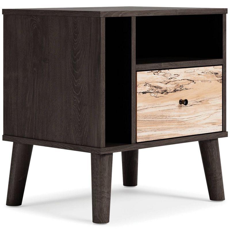 Piperton Nightstand Black/Gray - Signature Design by Ashley: Dual-Tone, Open Shelf, Matte Knobs