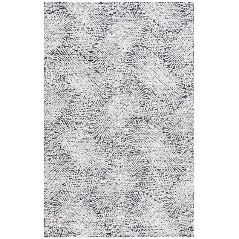 Ebony EBN105 Hand Tufted Indoor Area Rug - Black/Ivory - 4'x6' - Safavieh