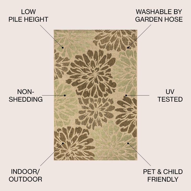 Zinnia Modern Floral Textured Weave Indoor/Outdoor Area Rug - JONATHAN Y