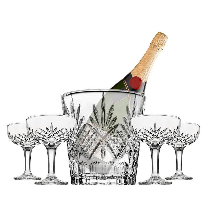 Dublin Crystal Ice Bucket and Champagne Coupe Set