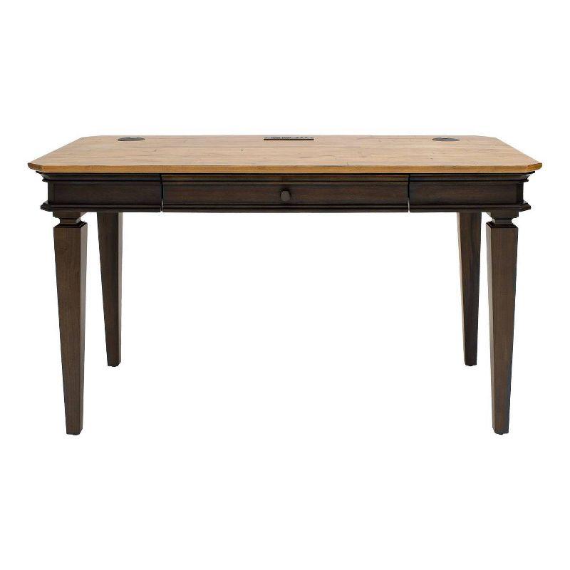 Sonoma Transitional Brown Wood Writing Desk with Drawer and Power Outlet