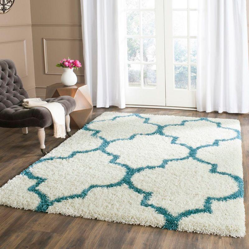 Ivory and Blue Shag Kids Area Rug 4' x 6'