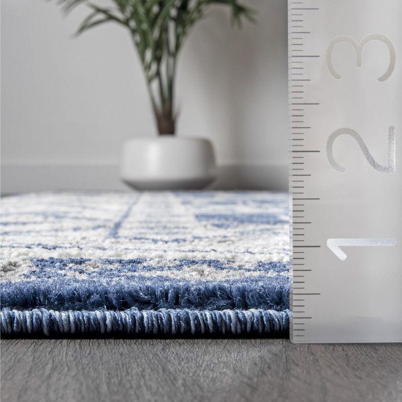 Shea Vintage Blue Rectangular Easy-Care Synthetic Area Rug