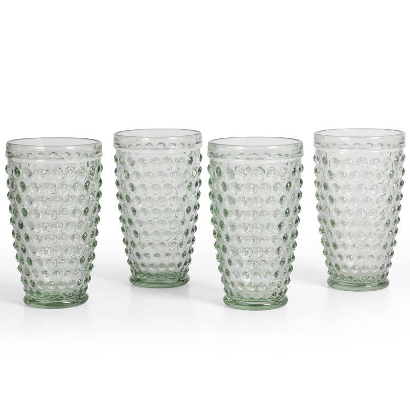 Martha Stewart Chauncey 4-Pack 14.3 oz Hobnail Handmade Glass Tumbler - Clear (Set of 4)