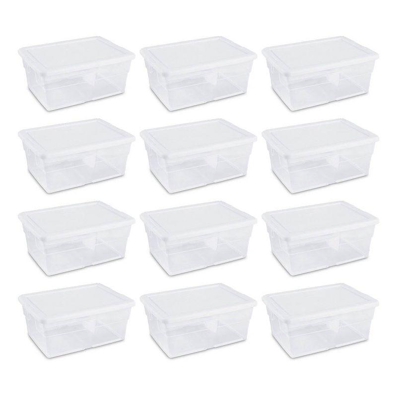 Sterilite 16 Qt Clear Plastic Secure Latching Storage Containers, 12 Pack & 6 Quart Lidded Storage Tote for Home and Office Organization, 24 Pack