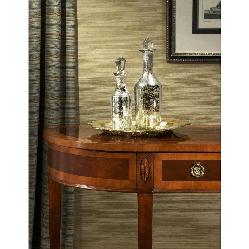 Mahogany Brown Demilune Console Table with Storage