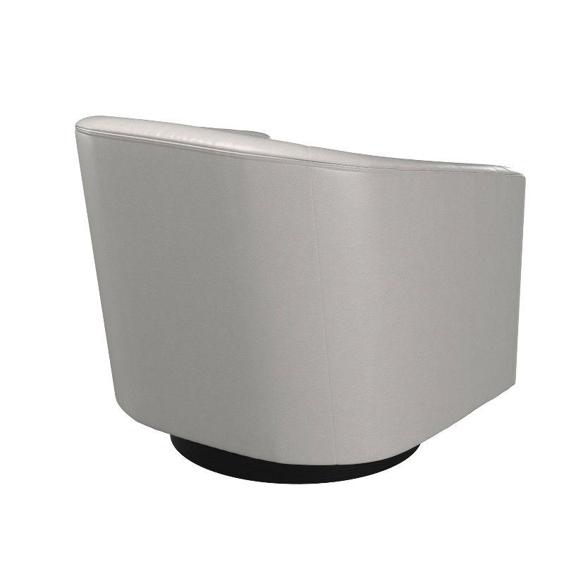 Comfort Pointe Gaven Wood Base Swivel Accent Chair Dove Gray: Faux Leather Upholstery, Foam-Filled, No Assembly Required