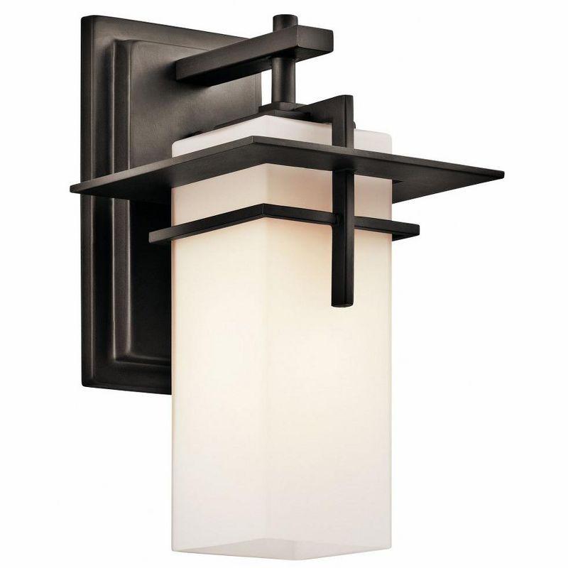 Caterham 11.75" 1 Light Outdoor Wall Light with Satin Etched Cased Opal Glass in Olde Bronze®