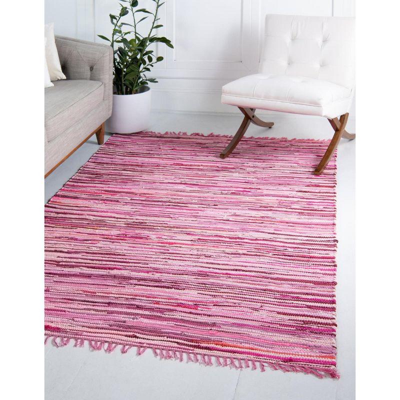 Pritchard Geometric Hand-Woven Cotton Pink Area Rug