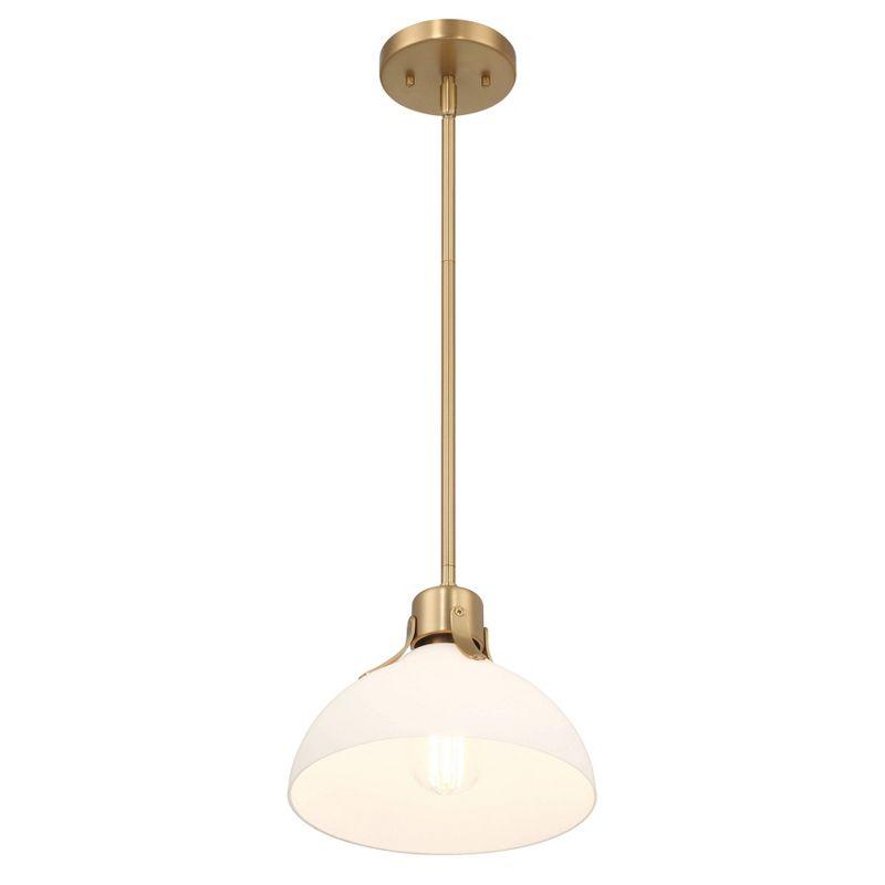 Robert Stevenson Lighting Delano Industrial Metal and Etched Glass Ceiling Light Gold and White: ETL Listed, 1-Way Dome Fixture