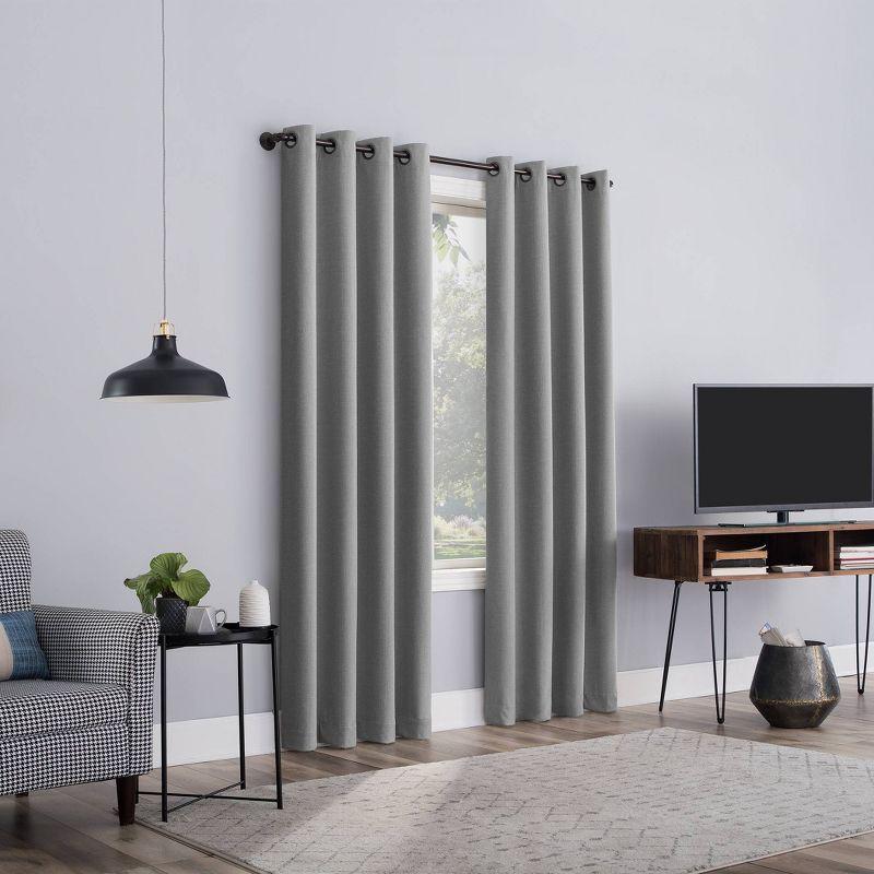 Channing Textured Draft Shield Fleece Insulated 100% Blackout Grommet Top Curtain Panel - Sun Zero