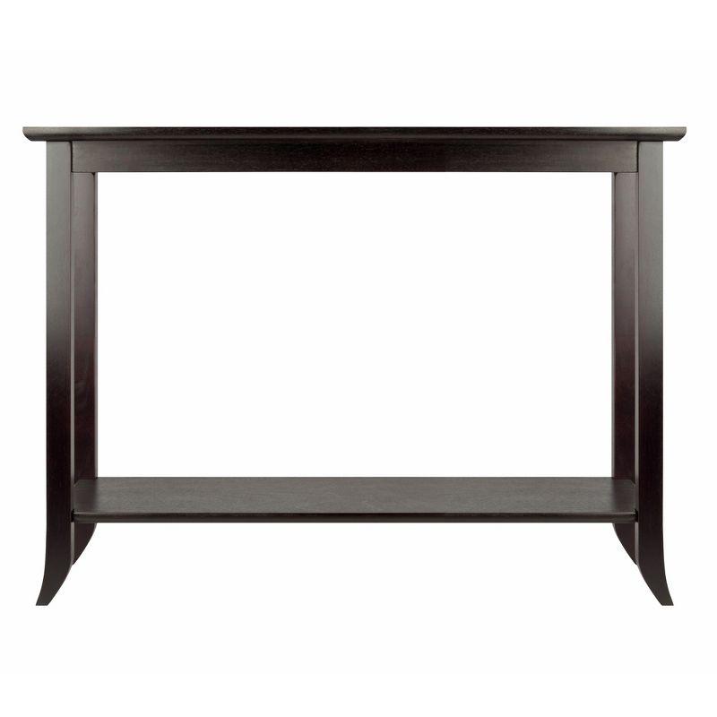 Genoa Console Table Glass Top Espresso - Winsome: Tempered Shelf, Wood Composite Frame