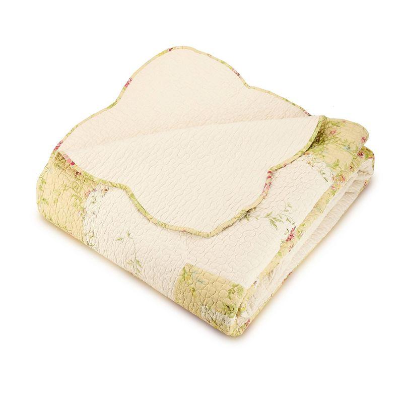 Queen Prairie Bloom Bedspread Yellow - Mary Jane's Home: Cotton Floral Bedding, Machine Washable, 140 Thread Count