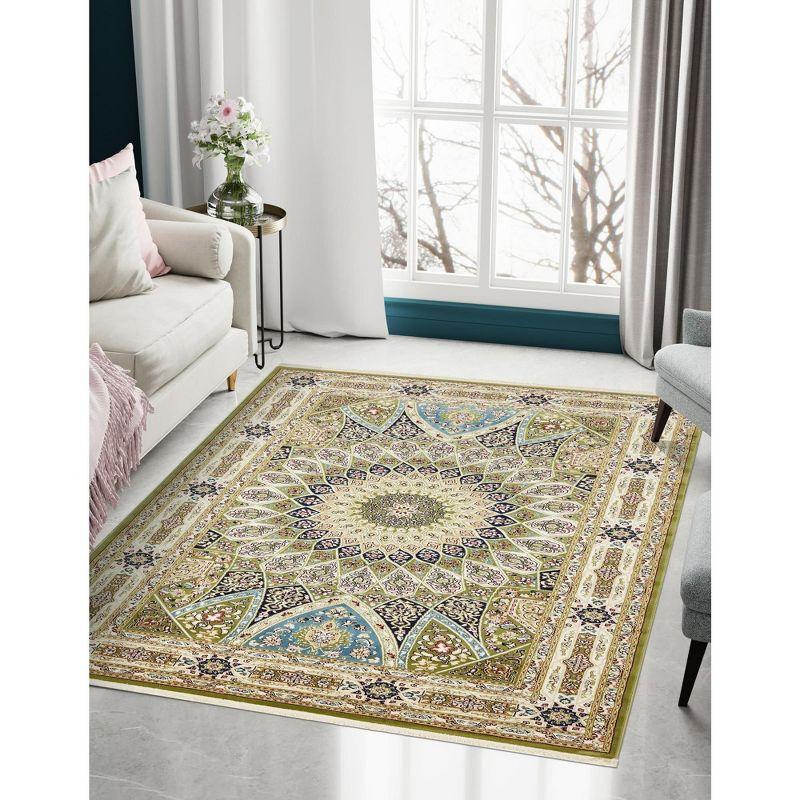 Unique Loom Narenj Collection Area Rug - Adams (3' 1" x 5' 1" Rectangle Green/Beige)