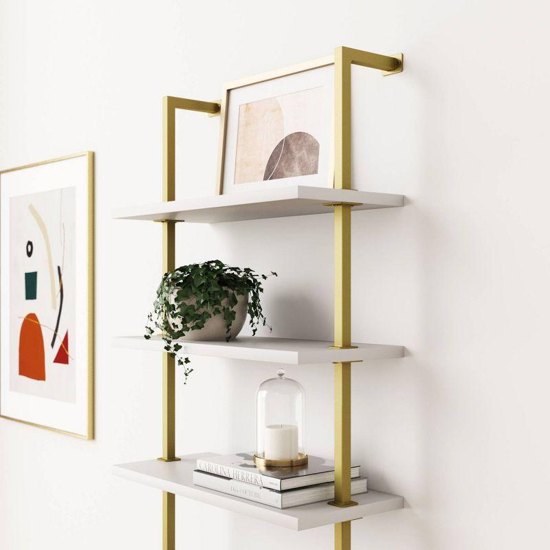 85" Theo 6 Tier Wood Wall Mount Ladder Bookshelf - Nathan James