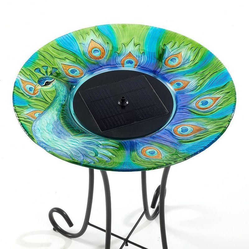Smart Solar 24.3 " Argus Peacock Glass Solar Bird Bath