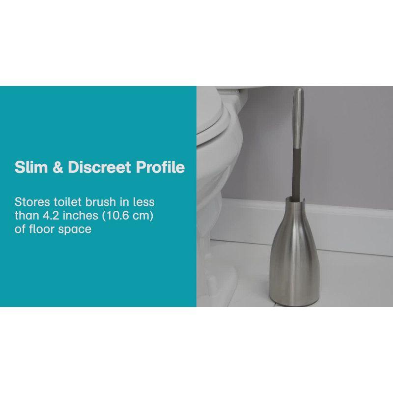 Sleek Silver Stainless Steel Toilet Brush Holder