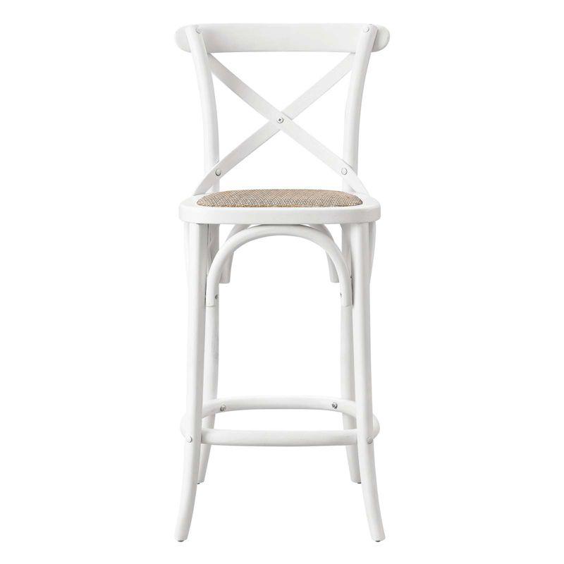 Modern Farmhouse Elm and Rattan White Counter Stool