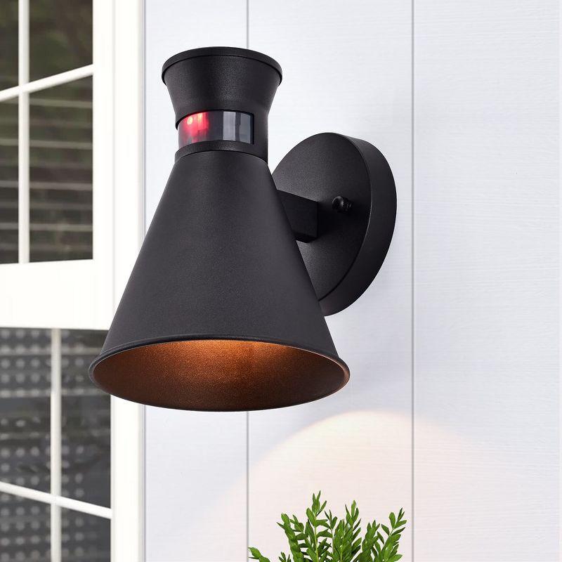 C Cattleya Motion Sensor Dusk to DawnOutdoor Wall Sconce with Black Finish