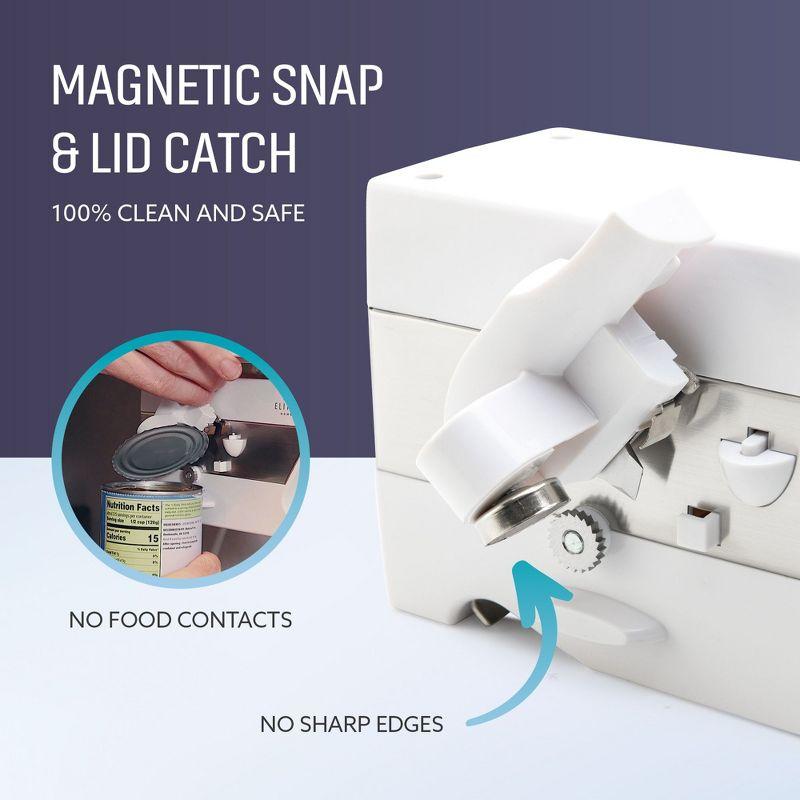 Elitra 3 in 1 Under the Cabinet Electric Can Opener, Blade Sharpener, Bottle Opener - White