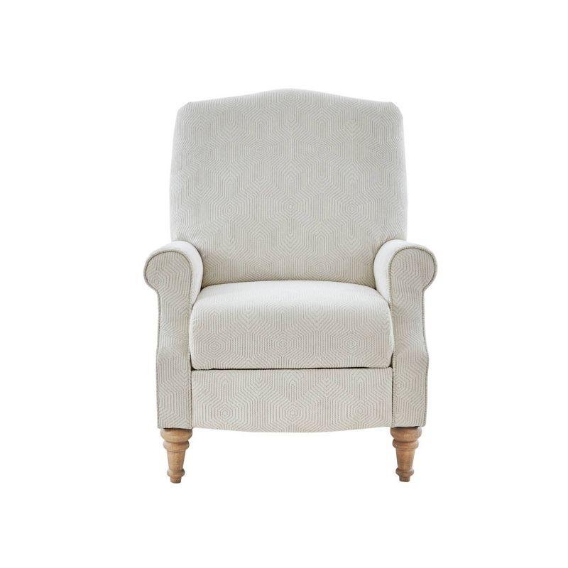 Ivory Woven Fabric Recliner with Oak Legs