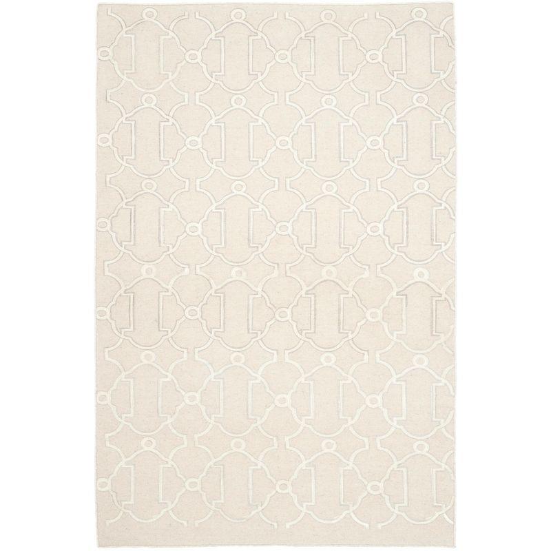 Handmade Geometric Wool Flat Woven Area Rug - Beige, 3' x 5'