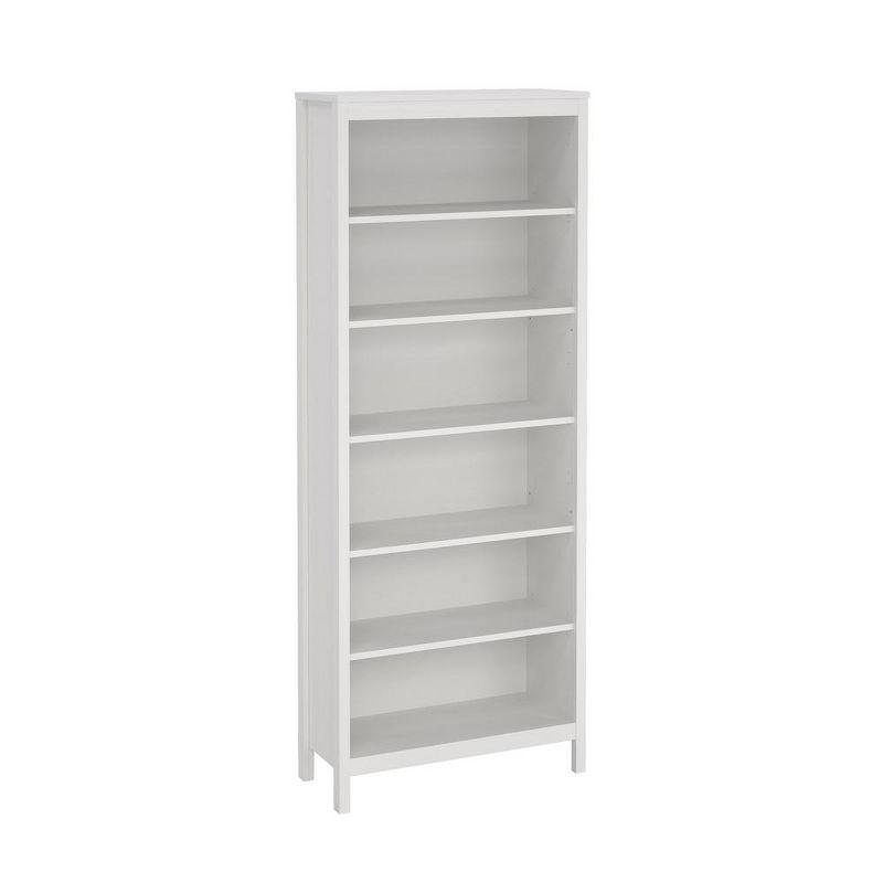 Tvilum, Madrid Adjustable 6 Shelf Bookcase, Open Storage Home Office Bookshelf, White