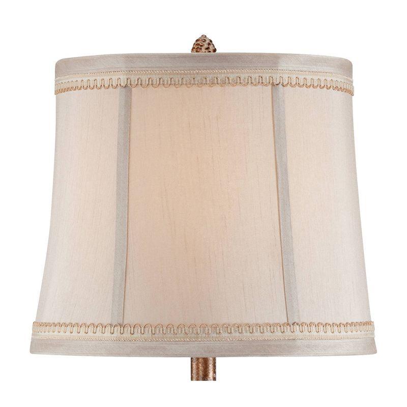 Regency Hill Petite Artichoke Font Traditional Table Lamp 28" Tall Antique White Washed Beige Fabric Bell Shade for Bedroom Living Room Nightstand