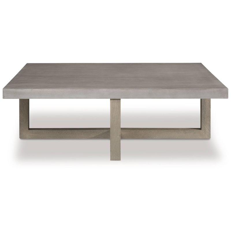 Lockthorne Contemporary Gray Marble & Wood 52'' Square Lift-top Coffee Table