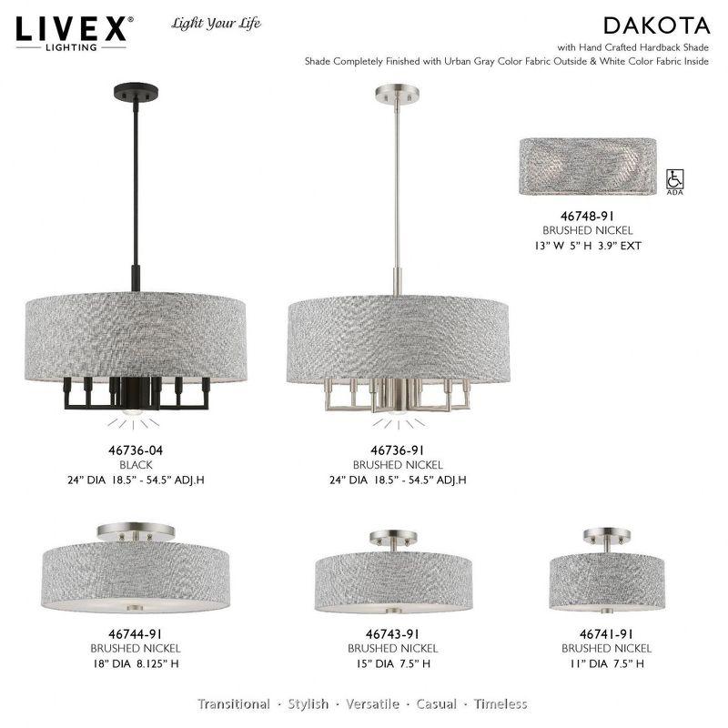 Livex Lighting Dakota 2 - Light Semi-Flush Mount in  Brushed Nickel/Shiny White