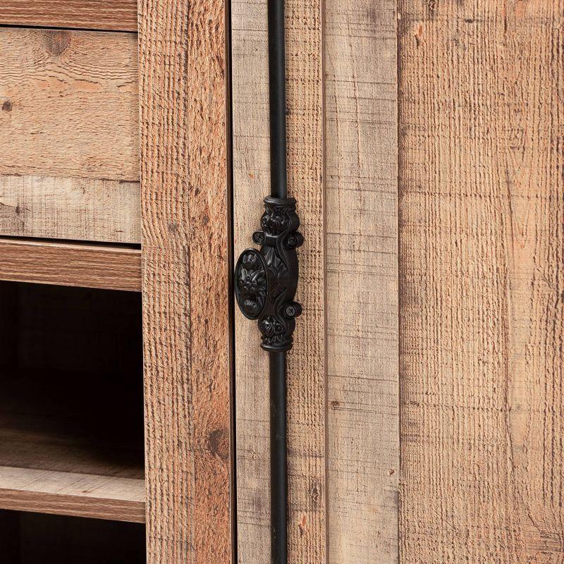 1 Door Albert Farmhouse Rustic Wood Dining Room Sideboard Buffet Oak Brown - Baxton Studio: Storage Cabinet with Wine Rack