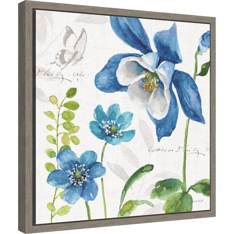 Amanti Art Blue and Green Garden III by Lisa Audit Canvas Wall Art Print Framed 16-in. x 16-in.