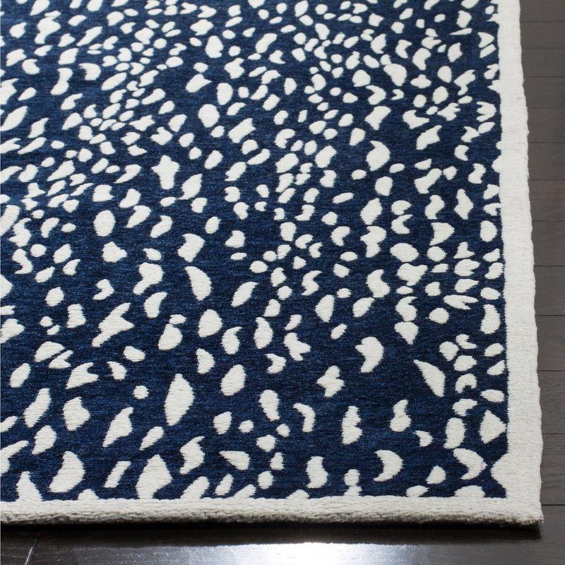 Navy Blue/Ivory 6' x 6' Synthetic Flat Woven Reversible Rug