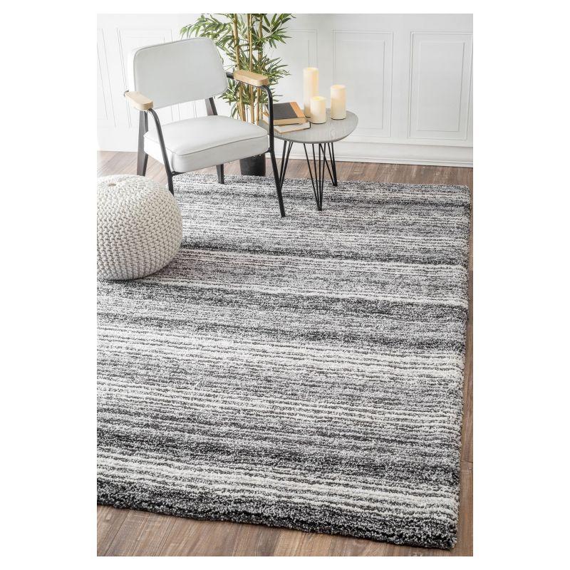 nuLOOM 5'x8' Drey Ombre Shag Area Rug Gray: Modern High Pile Tufted Rectangle, Indoor Polyester with Jute Backing