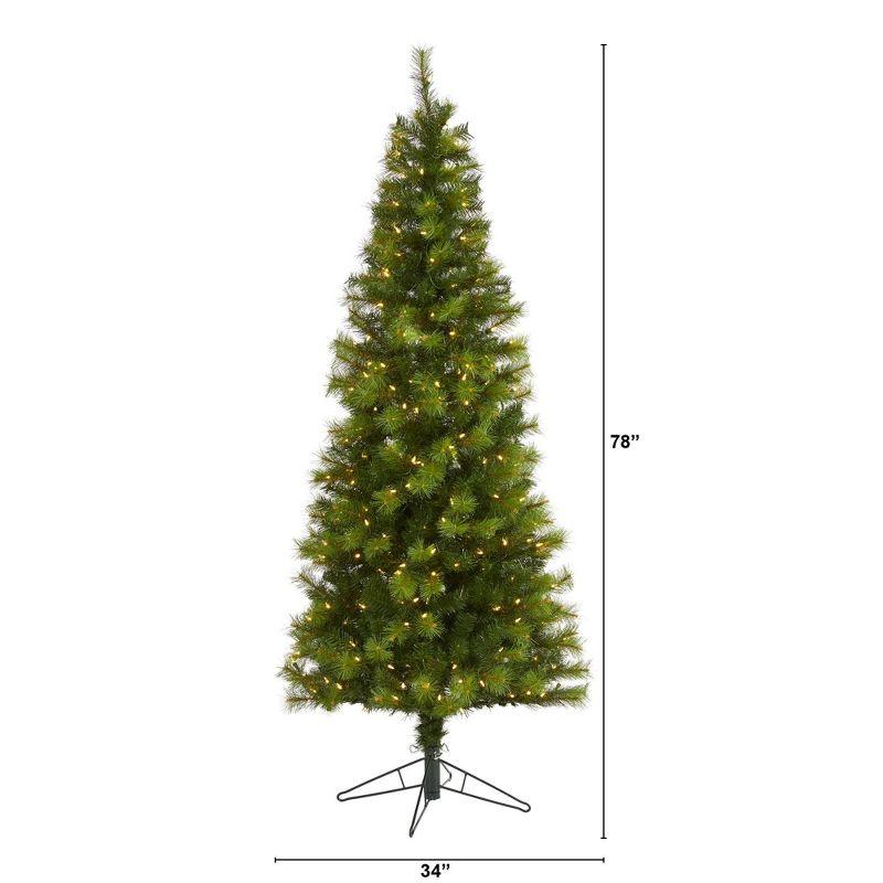 Nearly Natural 6.5-ft Green Valley Pine Artificial Christmas Tree with 300 Warm White LED Lights and 579 Bendable Branches