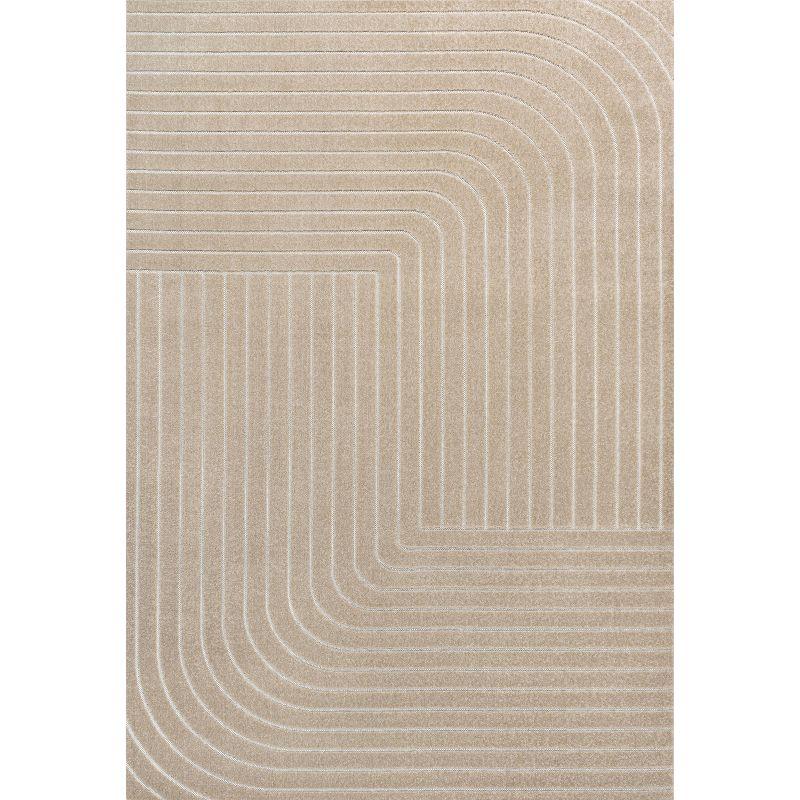 JONATHAN Y Odense High-Low Minimalist Angle Geometric Beige/Cream 8 ft. x 10 ft. Indoor/Outdoor Area Rug