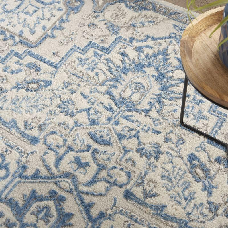Nourison Elation Bohemian Medallion Indoor Rug Ivory Blue 4' x 6'