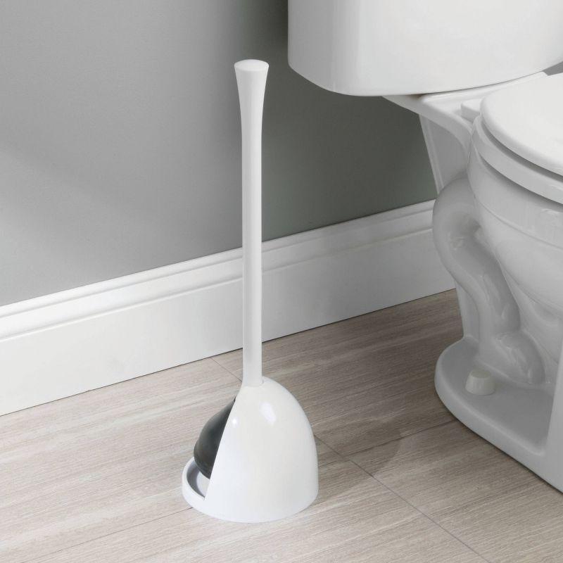 iDESIGN Una Toilet Plunger with Holder White