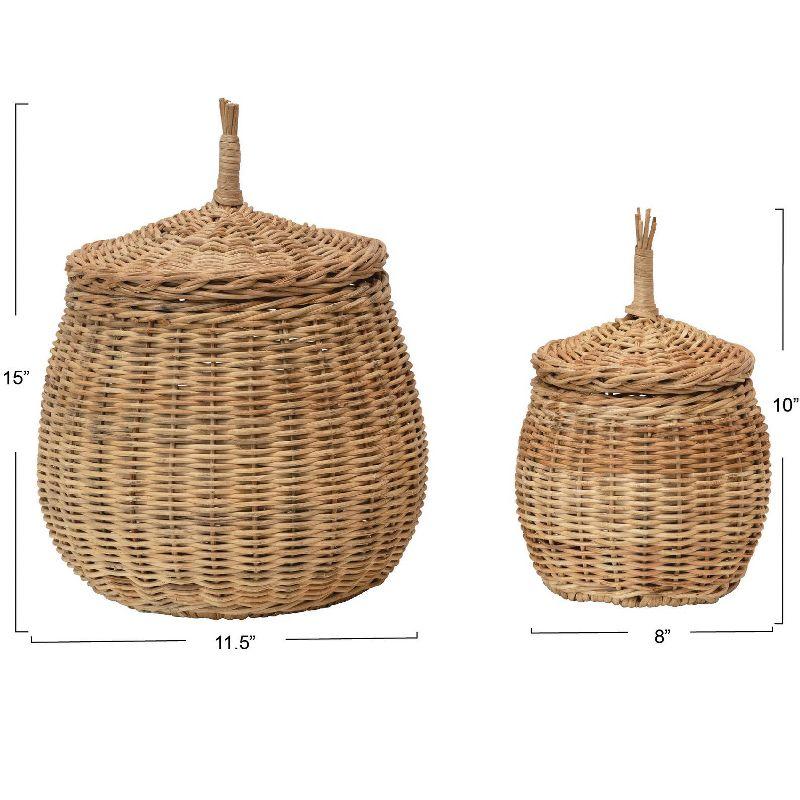 Bayou Breeze Hand-Woven Wicker Basket Storage with Lids (Set of 2)