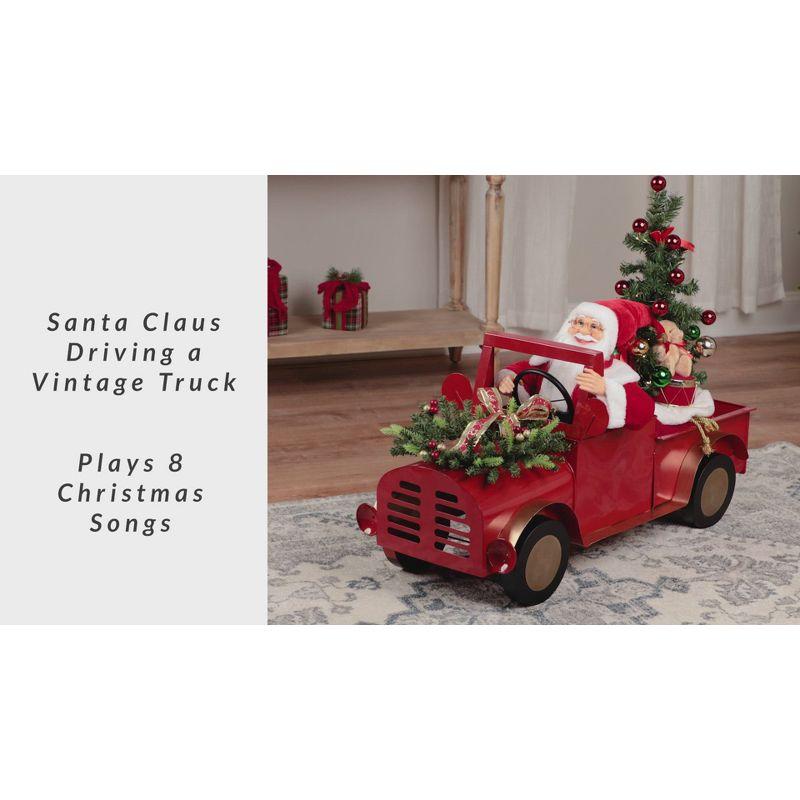 Northlight Seasonal Animated And Musical Santa Driving Vintage Truck Christmas Decoration - 36.5"