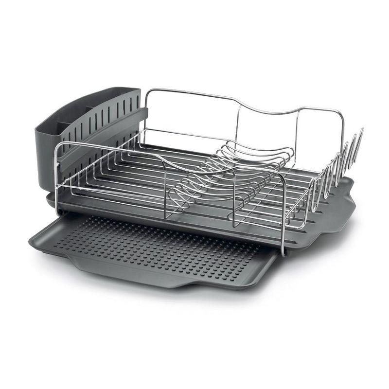 Black Metal 4-Piece Dish Rack with Utensil Cup