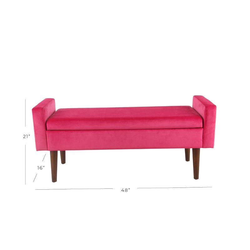 Fulton 48" Pink Velvet Storage Bench with Hinged Lid