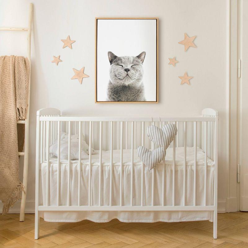 Kate & Laurel All Things Decor 18"x24" Sylvie Smiling Cat Framed Canvas by Amy Peterson Natural