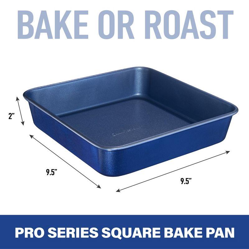 Blue Aluminum Nonstick Square Baking Pan, 9.6" x 2.02"