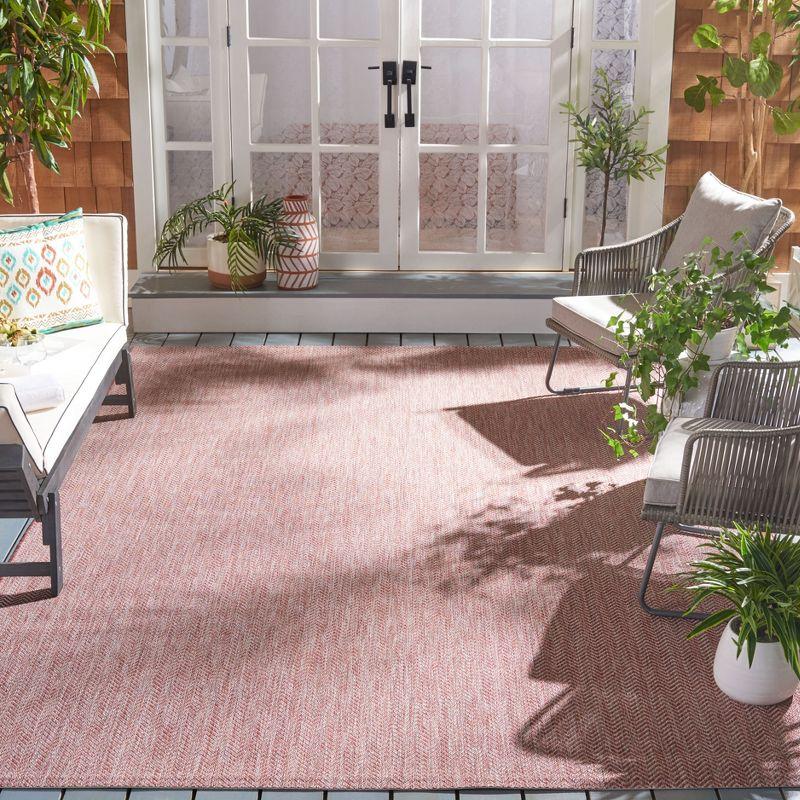 Reversible Courtyard Red & Beige Flat Woven Synthetic Area Rug - 8' x 11'