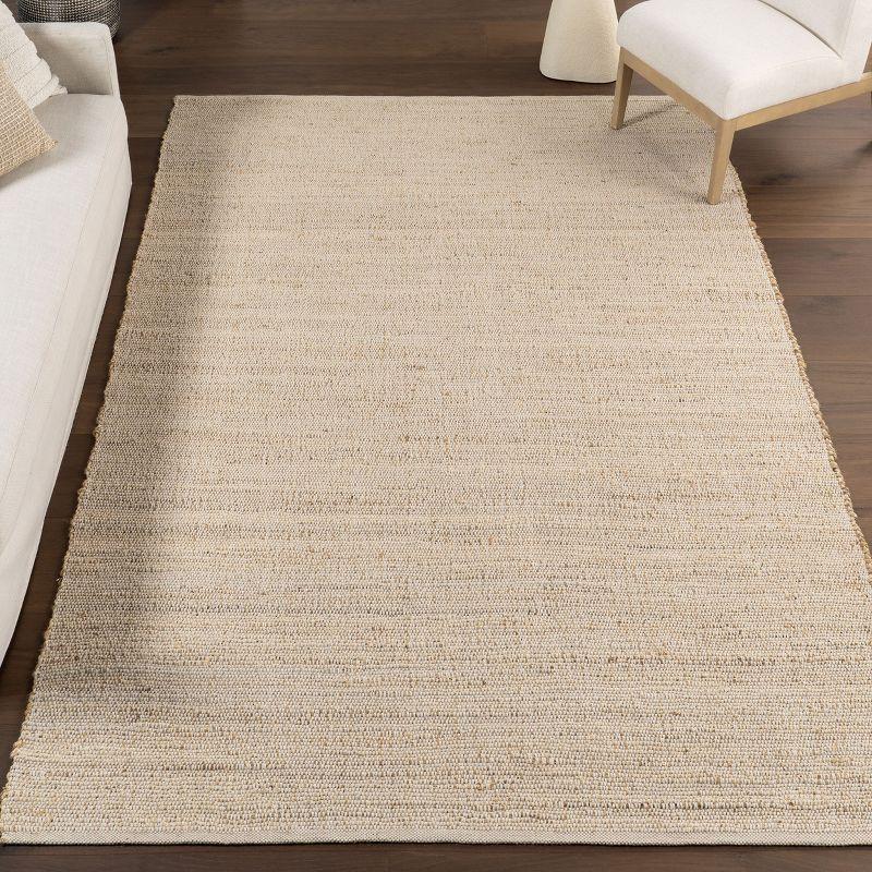 Nuloom 2x6 Elfriede Jute & Cotton Hand Woven Indoor Area Rug, Natural, Solid Rustic Farmhouse Style Natural Fiber Bedroom, Living Room,