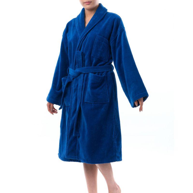 Alpine Swiss Blair Womens Cotton Terry Cloth Bathrobe Shawl Collar Velour Spa Robe BLU SM