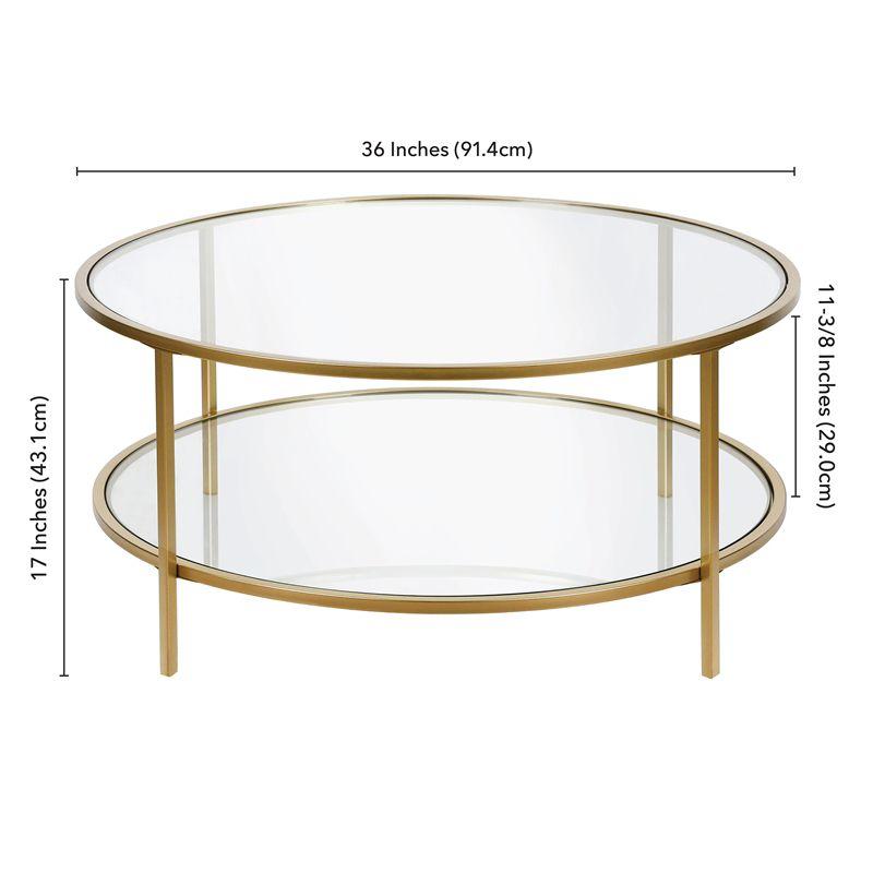 Round Metal Base Coffee Table in Brass with Glass Top - Henn&Hart