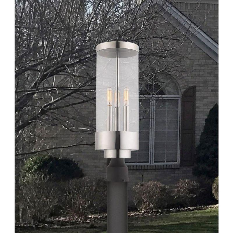 Hillcrest Elegance 3-Light Polished Chrome Outdoor Post Lantern