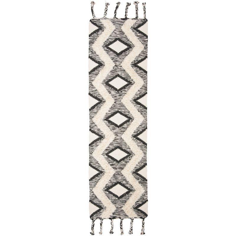 Kenya KNY908 Hand Knotted Runner Rug - Black/Ivory - 2'3"x8' - Safavieh